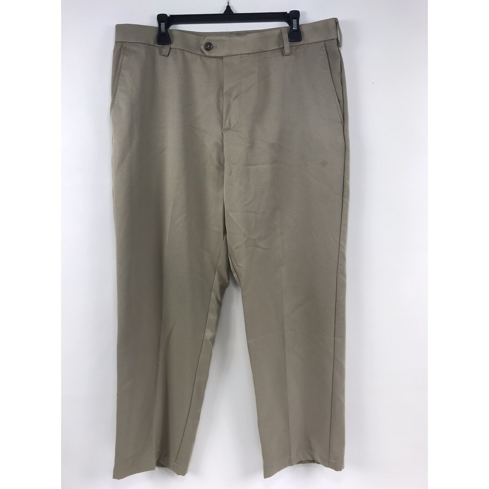 Izod Golf Pants Classic Size Mens 36x30 Khaki Flat Front